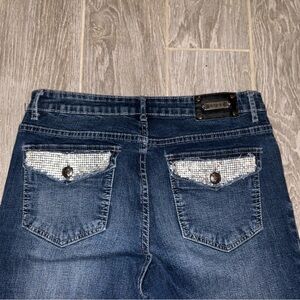 Tru Luxe Jeans Dark Blue Boot Cut with gem Accents